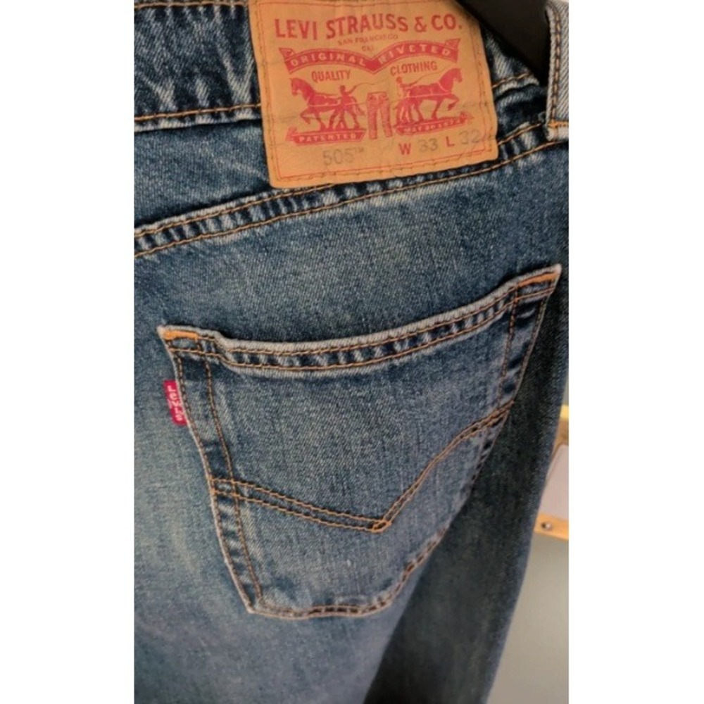 Levi's 505 Straight Leg Jeans Mens W33 Blue Medium Wash Regular Fit
